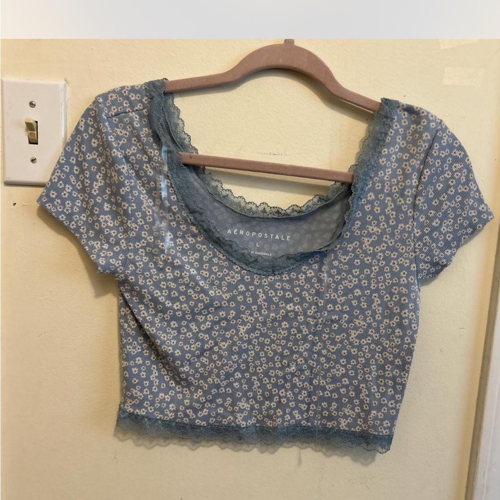 Aeropostale Blue Floral Women's Crop Top